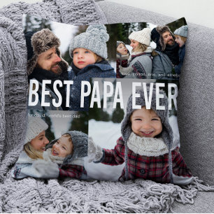 Best Papa Ever Photo Collage Cushion
