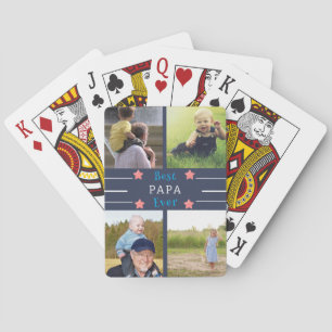 Best Papa Ever Photo Collage Poker Cards