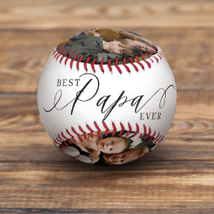 Best Papa Ever Script Fathers Day Photo Collage Baseball