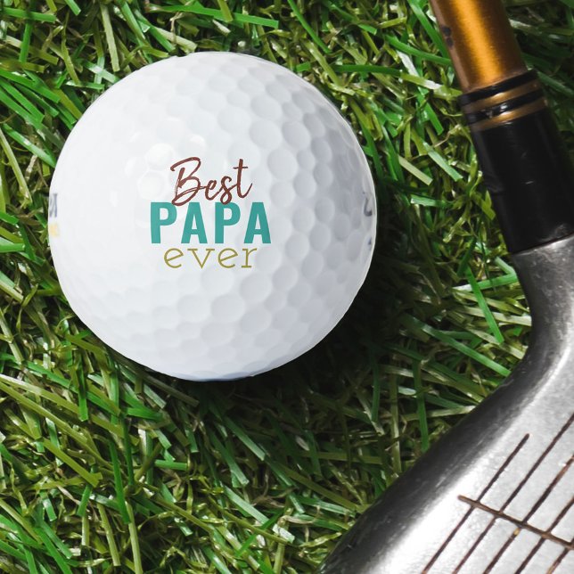 Best Papa Ever Turquoise Rust and Gold Typography Golf Balls (Creator Uploaded)
