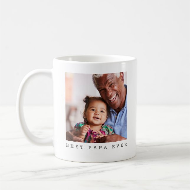 Best Papa Ever Two Photo Personalised Coffee Mug (Left)