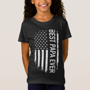 Best papa ever us american vintage flag for grandp T-Shirt