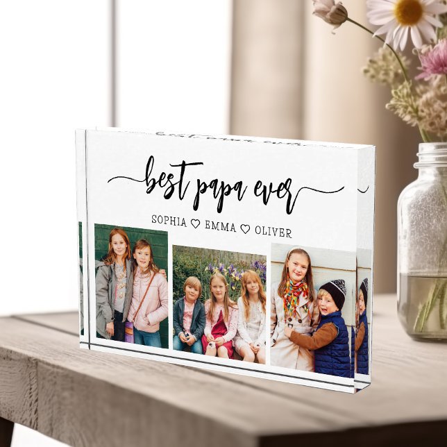 Best Papa Grandpa Grandchildren Photo Collage Block (Creator Uploaded)
