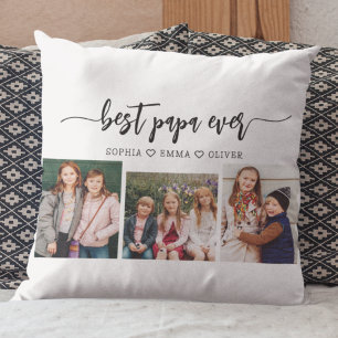 Best Papa Grandpa Grandchildren Photo Collage Cushion