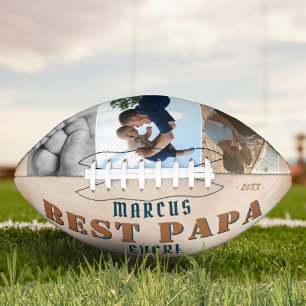 Best Papa Watercolor Father`s Day 3 Photo Collage Football