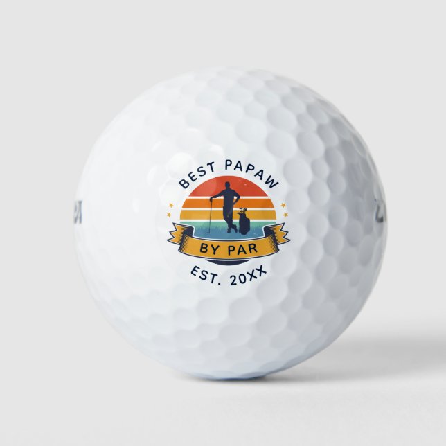 Best Papaw By Par Golfing Lover Dad Golf Balls (Front)