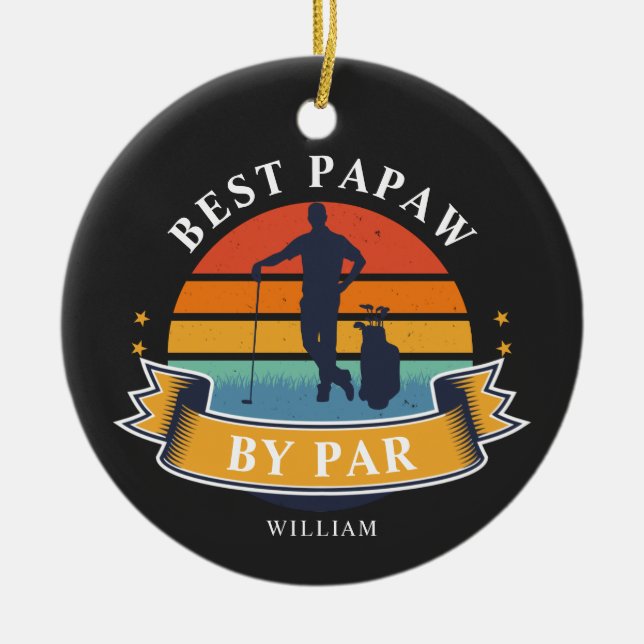 Best Papaw By Par Retro Golf Lover Ceramic Tree Decoration (Front)
