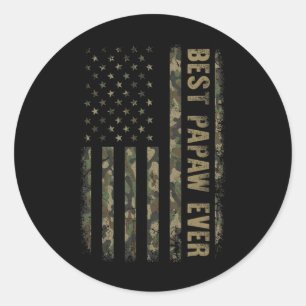Best Papaw Ever Camouflage American Flag Father's  Classic Round Sticker