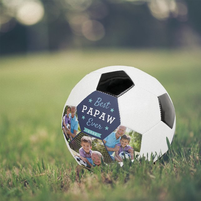 Best Papaw Ever | Custom Grandpa Photo Soccer Ball (Creator Uploaded)