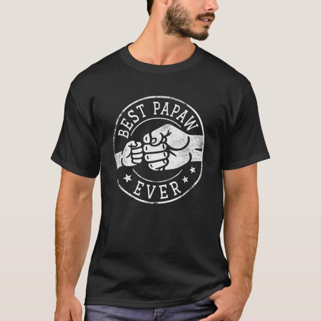 Best Papaw Ever Fist Bump Circle Emblem Design Pap T-Shirt (Front)