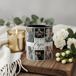 Best Papi Ever Father's Day Photo Collage Keepake Two-Tone Coffee Mug
