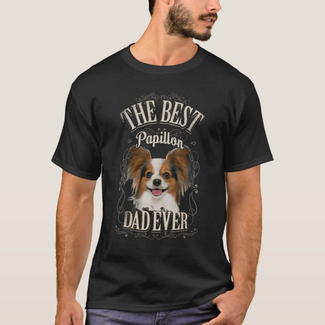 Best Papillon Dad Ever Continental Toy Spaniel Gif T-Shirt (Front)