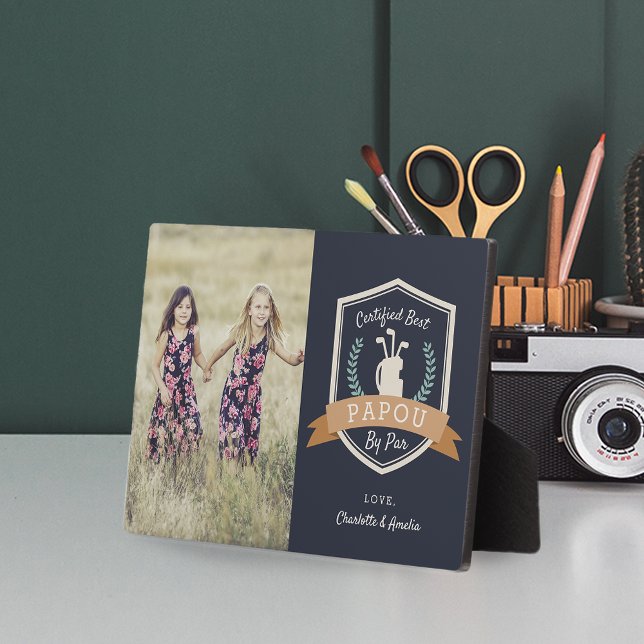 Best Papou By Par | Golf Grandpa Photo Plaque (Creator Uploaded)