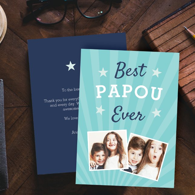 Best Papou Ever | Father's Day Flat Photo Card (Creator Uploaded)