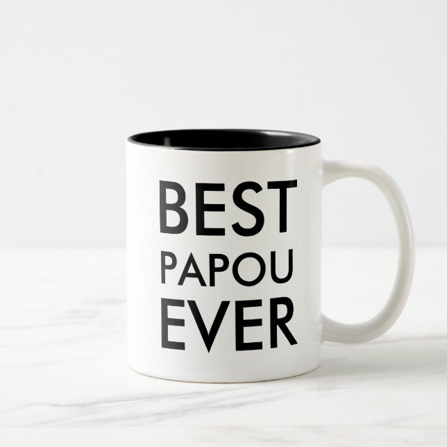 Best Papou ever | Valentines Day Gift Two-Tone Coffee Mug (Right)