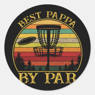 Best Pappa By Par Funny Disc Golfing Dad Classic Round Sticker