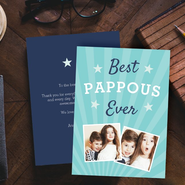Best Pappous Ever | Father's Day Flat Photo Card (Creator Uploaded)
