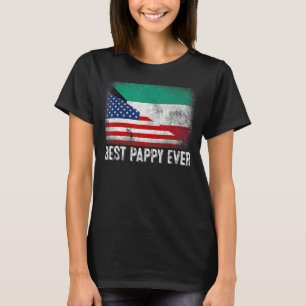 Best Pappy Ever American Kuwait Flag Graphic Fathe T-Shirt