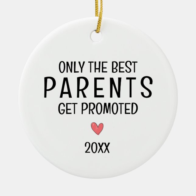 Best Parents Get Promoted – Personalized Year Ceramic Tree Decoration (Front)