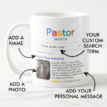 Best Pastor Ever Search Result Photo & Message Coffee Mug<br><div class="desc">This funny "Pastor Search" mug is a delightful and personalised way to celebrate the exceptional religious leader in your life. With a playful "Pastor Search" logo, it's as though they've achieved the esteemed title of "Best Pastor Ever." The single search result proudly displays their name, a photo, your heartfelt message,...</div>