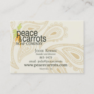 Best Peace and Carrots Soap Company Business Card