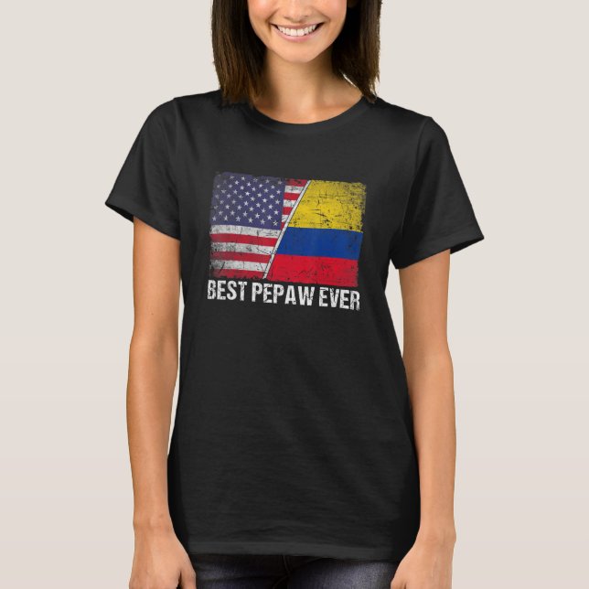 Best Pepaw Ever  Father's Day Colombia Us Flag T-Shirt (Front)