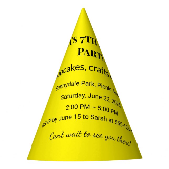 Best Personalised Birthday Party Invitation  Hat (Front)