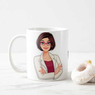 Best Personalized Cute Doctor, Brunette Female Coffee Mug