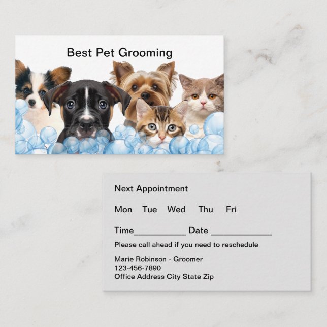 Best Pet Grooming Appointment Cards Design (Front/Back)