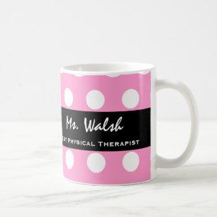 Best PHYSICAL THERAPIST Pink White Polka Dots V17 Coffee Mug