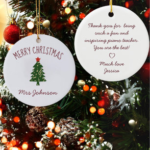 Best Piano Teacher Christmas Appreciation Ornament