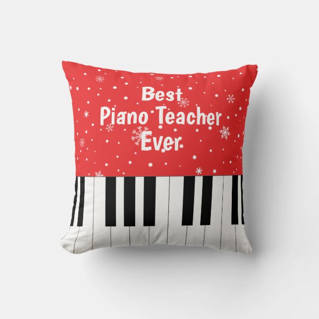 Best Piano Teacher Ever Piano Key Red Cushion (Front)
