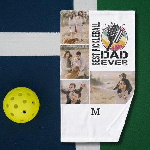 Best Pickleball Dad Ever Personalised 4 Photo Grid Hand Towel