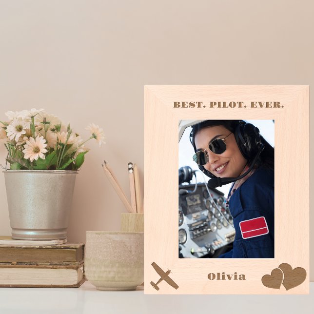 Best Pilot Ever Aeroplane & Heart, Simple Custom Etched Frames (Creator Uploaded)