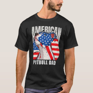 Best Pitbull Dad American Flag 4th July Dog Father T-Shirt