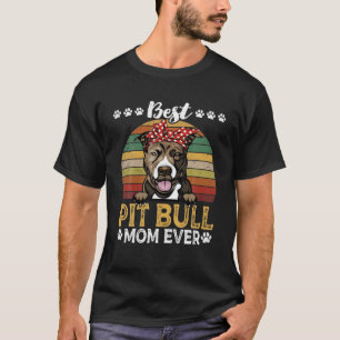 Best Pitbull Mom Ever Vintage Dog Paw Mother's Day T-Shirt