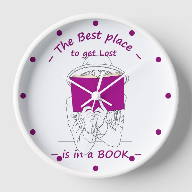 Best Place to get Lost is in a Book Clock (Front)