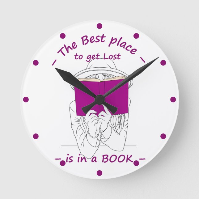 Best Place to get Lost is in a Book  Round Clock (Front)