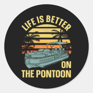 Best Pontoon Captain Art For Men Women Boating Pon Classic Round Sticker