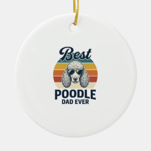 Best Poodle Dad Ever Vintage Engraved Dog Shirt_1 Ceramic Tree Decoration