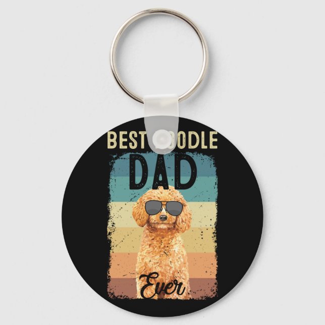 Best Poodle Dad Father Dog Lovers Key Ring (Front)