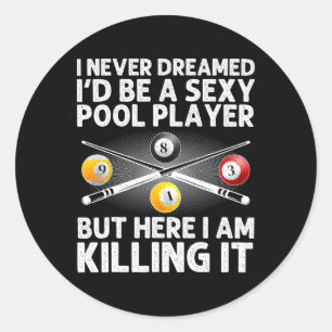 Best Pool Design For Men Women Billiards Lover Poo Classic Round Sticker