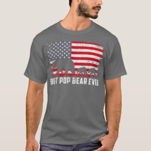 Best Pop Bear Ever USA American Flag Father's Day  T-Shirt