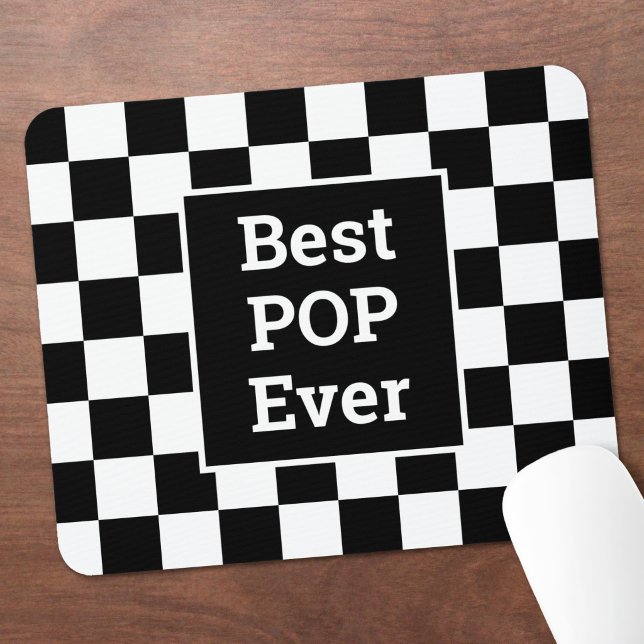 Best Pop Ever Black White Chequered Pattern Mouse Pad (Best Pop Ever Black White Checkered Pattern Mouse Pad in situ)
