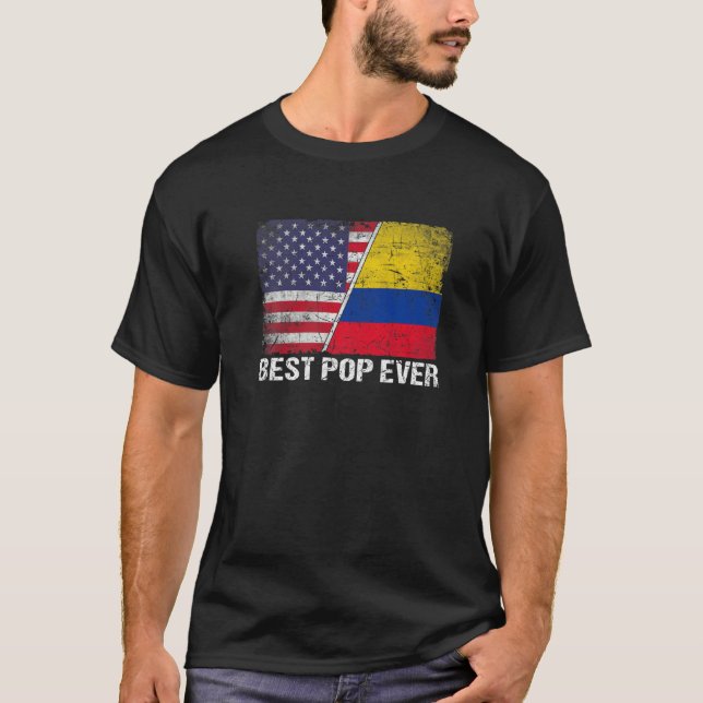 Best Pop Ever  Father's Day Colombia Us Flag T-Shirt (Front)