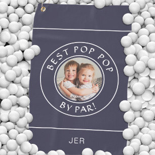 Best Pop Pop By Par Golfer Cute Photo Gift  Blue Golf Towel