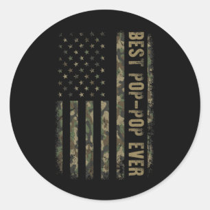 Best Pop Pop Ever Camouflage American Flag Father' Classic Round Sticker