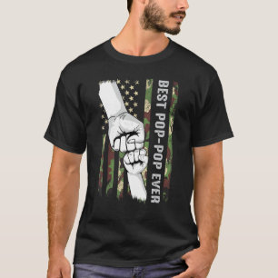 Best Pop Pop Ever Fist Pump With US American Flag  T-Shirt