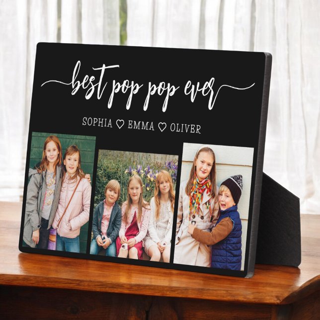 Best Pop Pop Grandpa Grandchildren Photo Collage Plaque (Creator Uploaded)