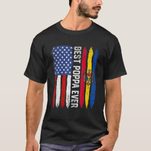 Best Poppa Ever  Father's Day Moldova Us Flag T-Shirt